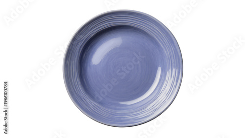 Obraz na plátne Periwinkle ceramic plate with subtle ridges, isolated on transparent background
