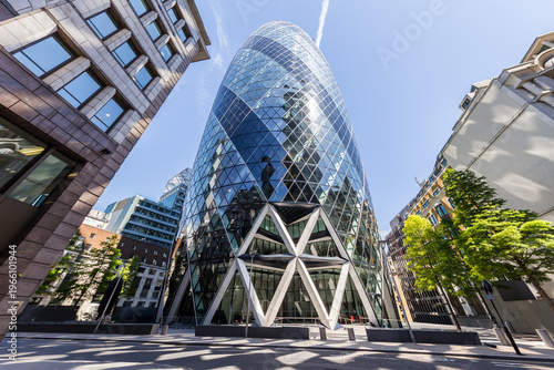 London and The Gherkin skyscraper in the business district