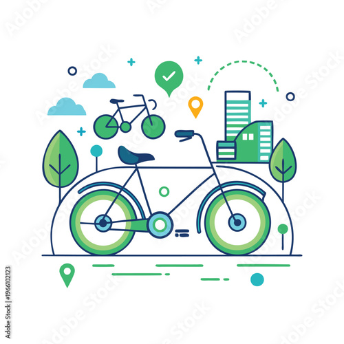 Sustainable urban commuting with eco-friendly bicycle and smart city elements