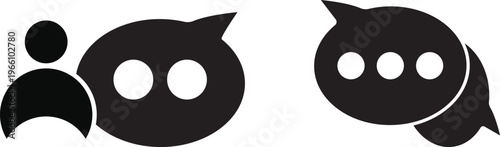 Abstract black and white illustration of two figures in minimalist style conveying a sense of dialogue or interaction