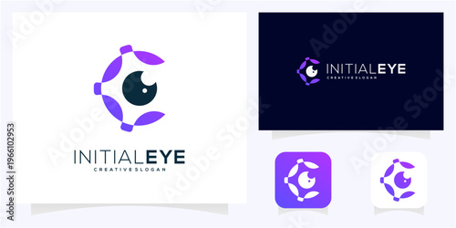 Letter C initial with Eye tech logo design vector icon. Abstract Digital Vision Concept.