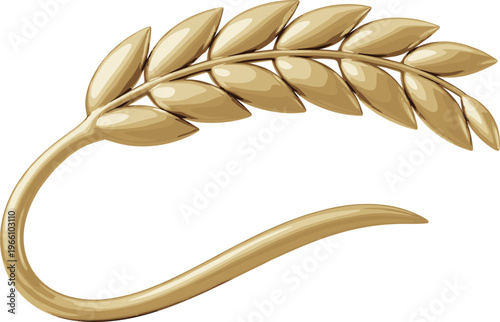 Golden wheat ear illustration symbolizing agriculture, harvest, and natural grain production in elegant decorative design style