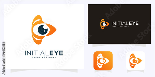 Unique letter C initial with Eye logo design idea. Abstract vision monogram gradient icon symbol.