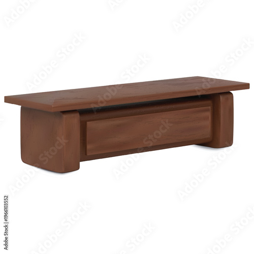 Wooden service desk table realistic vector 3D mockup, reception office furniture, promotional counter, desktop