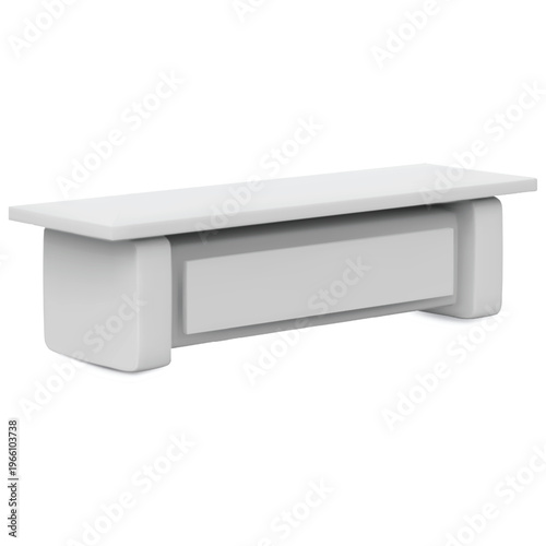 Service desk table realistic vector 3D mockup, reception office furniture, promotional counter, desktop