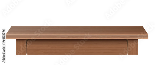 Wooden tabletop, service desk, desktop vector realistic 3D mockup, reception table, office interior furniture element