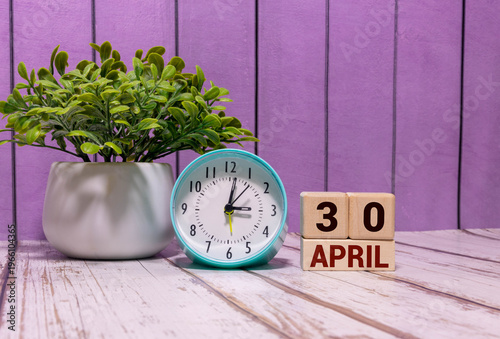 April 30 - from wooden blocks with letters, important date concept