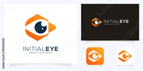 Letter C with Eye Tech Logo Design Template. Modern cyber security and monogram vector icon symbol.
