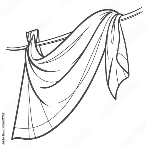 Of cloth hanging on a line with a clothespin clothesline white background laundry