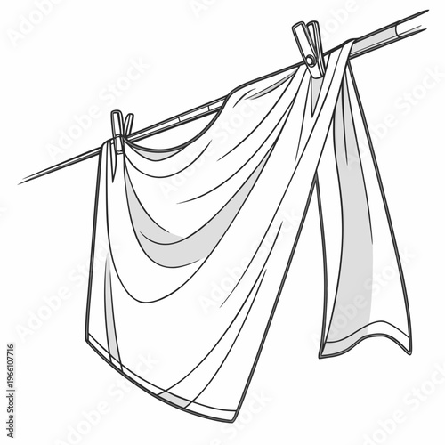 Of clothes hanging on a line with clothespins clothesline white background laundry