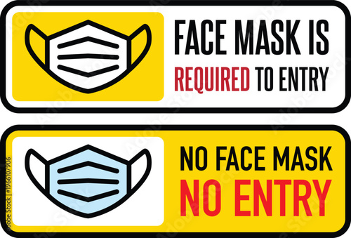 Face mask policy signs required and prohibited entry notices