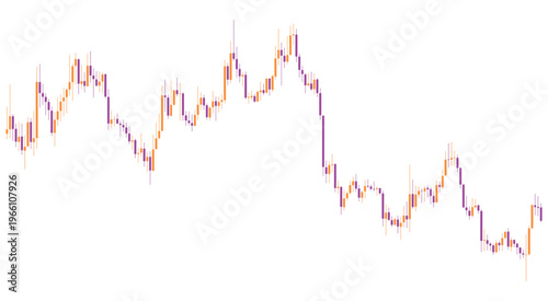 Colorful candlestick chart showing stock market price movement on white.