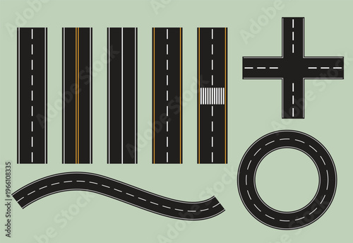Road and highway elements a collection of vector road segments and junctions