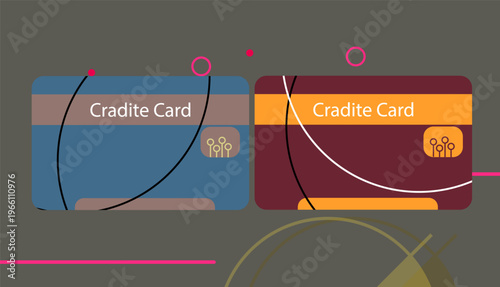 Abstract Credit Card and Digital Payment Concept With Geometric Circles and Minimal Flat Design