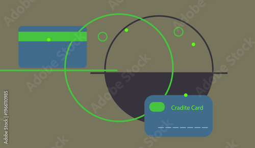 Abstract Credit Card and Digital Payment Concept With Geometric Circles and Minimal Flat Design