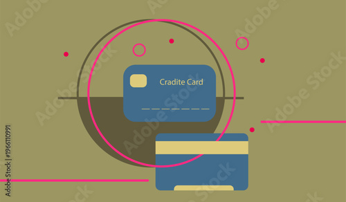 Abstract Credit Card and Digital Payment Concept With Geometric Circles and Minimal Flat Design