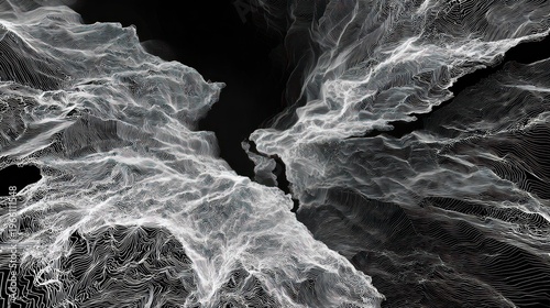Abstract Microscopic View of Graphene Layers Undergoing Stress.