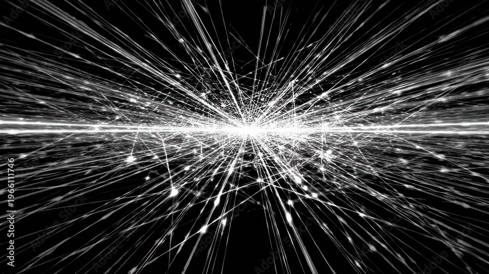 Obraz premium Abstract Particle Collision Simulation with Bright Light Burst.