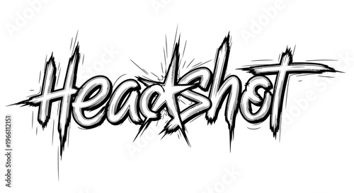 Headshot Text Logo - Aggressive Graffiti Style