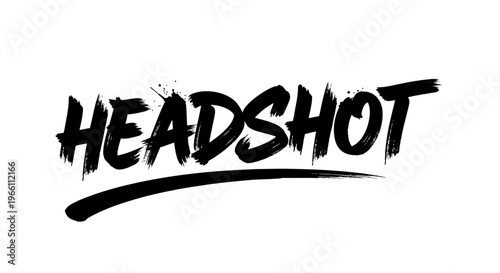 Headshot Text Logo, Brush Stroke Style, Grunge Design, Bold Typography