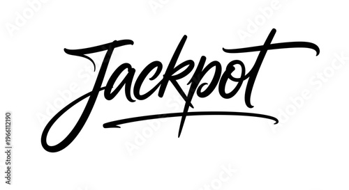 Jackpot handwritten calligraphy word, success and winning concept