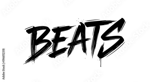 Bold Black Brush Stroke Text "BEATS" on White Background