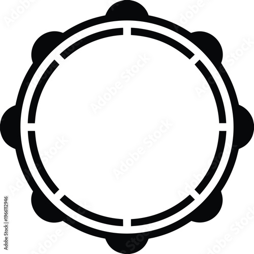 tambourine – circle with jingles as small arcs around, vector illustration on transparent background