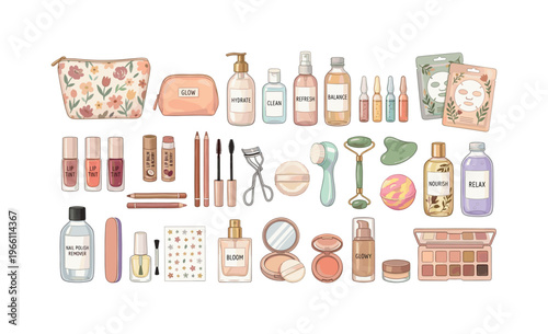 A delightful collection of beauty and skincare essentials for a pampering routine