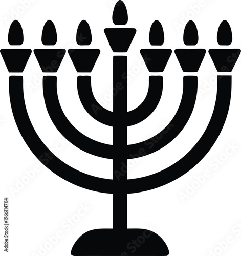 menorah seven branched candelabrum central vector illustration on transparent background