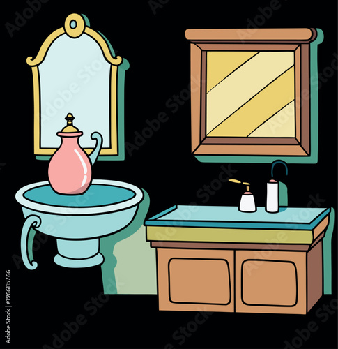 Vintage bathroom with a clawfoot tub green tiles and plants