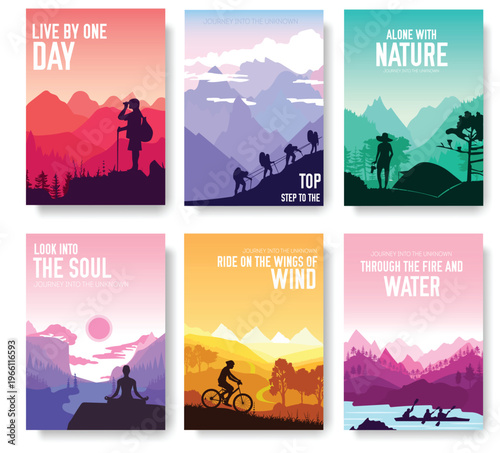 Motivation concept, Tourism on nature Vector, illustration, health, nature, treking.eps