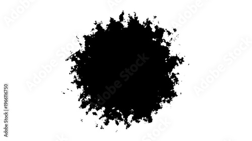 Spraying black paint on a white background, watercolor ink leak drops transition paint, 4K Animation video, Black ink stain spreading in water, Ink Drops Transition on White Background. 4k video