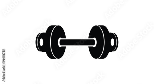 A simple black and white illustration depicts a standard barbell weight commonly used for strength training exercises high quality professional detailed