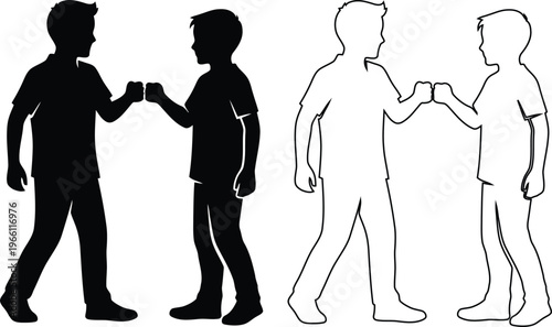 Two People Silhouettes Shaking Hands Different Art Styles Comparison