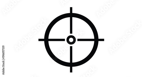 A stark black crosshair target symbol is displayed against a plain white background representing precision and focus high quality professional detailed