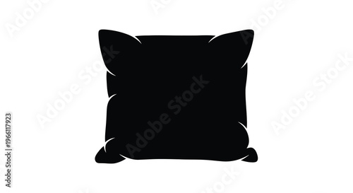 A stark minimalist depiction of a black cushion or pillow against a pure white background simple and graphic high quality professional
