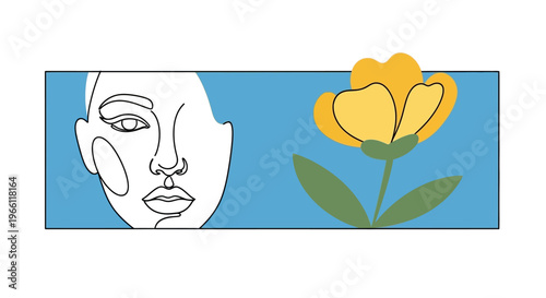 Face and Yellow Flower Art.