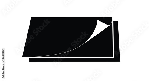 A stark black rectangle with a single white corner peeling upwards creating a minimalist visual contrast high quality professional detailed modern