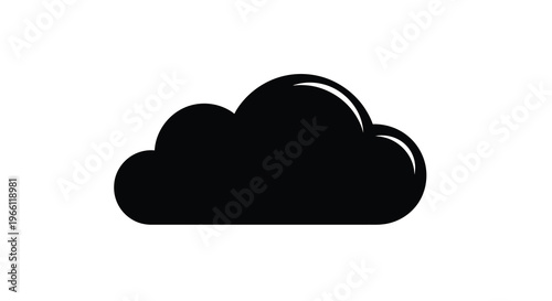 A simple black silhouette of a cloud is presented against a stark white background showcasing a minimalist design high quality professional
