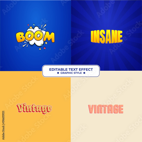 Flat Editable Text Effect -Retro Styles for Creative Design