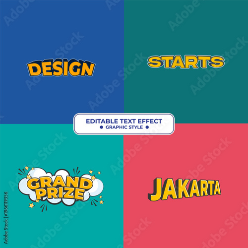 Flat Editable Set Text Effect Styles for Graphic Design