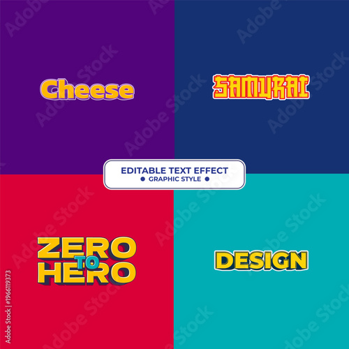 Flat Editable Text Effect Set - Graphic Style for Design