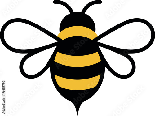 Bee icon. Bumblebee pictogram. Honey bee vector illustration. Honeycomb hive symbol. Insect sign. No Background