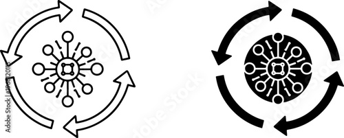 Network Node Cycle Arrows Icon Data Flow Diagram Symbol Abstract Circular Process