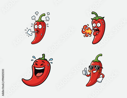 chili mascot illustration various styles design template