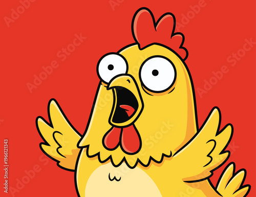 illustration of a chicken with a surprised expression design