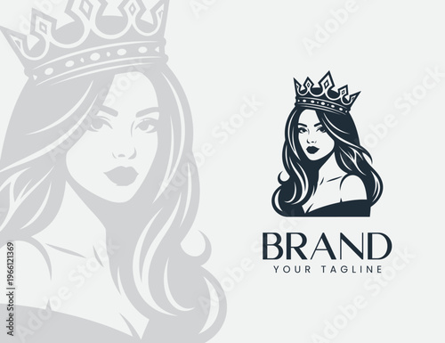 logo of woman wearing crown illustration design