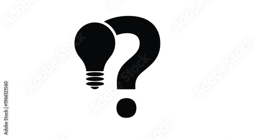 A striking black silhouette depicts a lightbulb creatively formed into the shape of a question mark high quality professional detailed modern