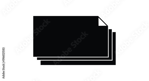 A simple black and white graphic depicts a stack of rectangular papers partially overlapping with a corner folded high quality professional