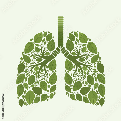 Green lungs with leaf pattern.